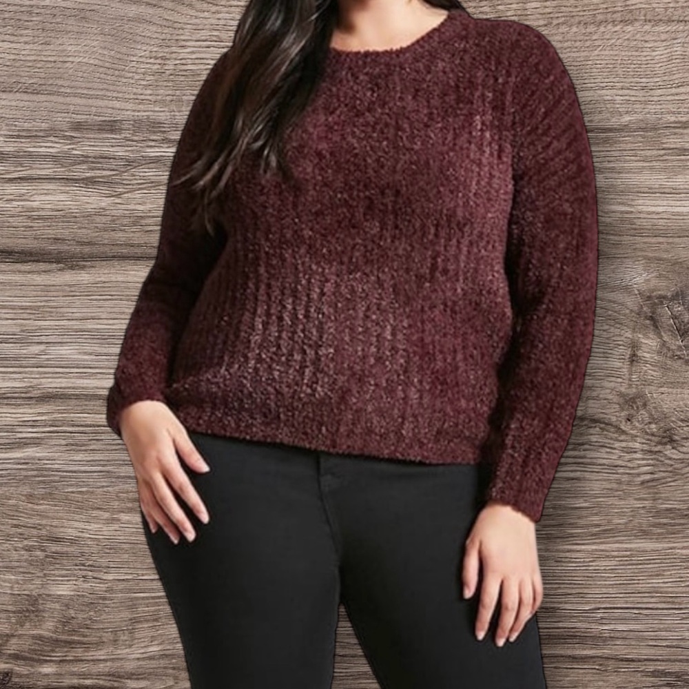 NEW•2X•Midnight Black or Chocolate Plum FauxFur Velvety Soft Sweater